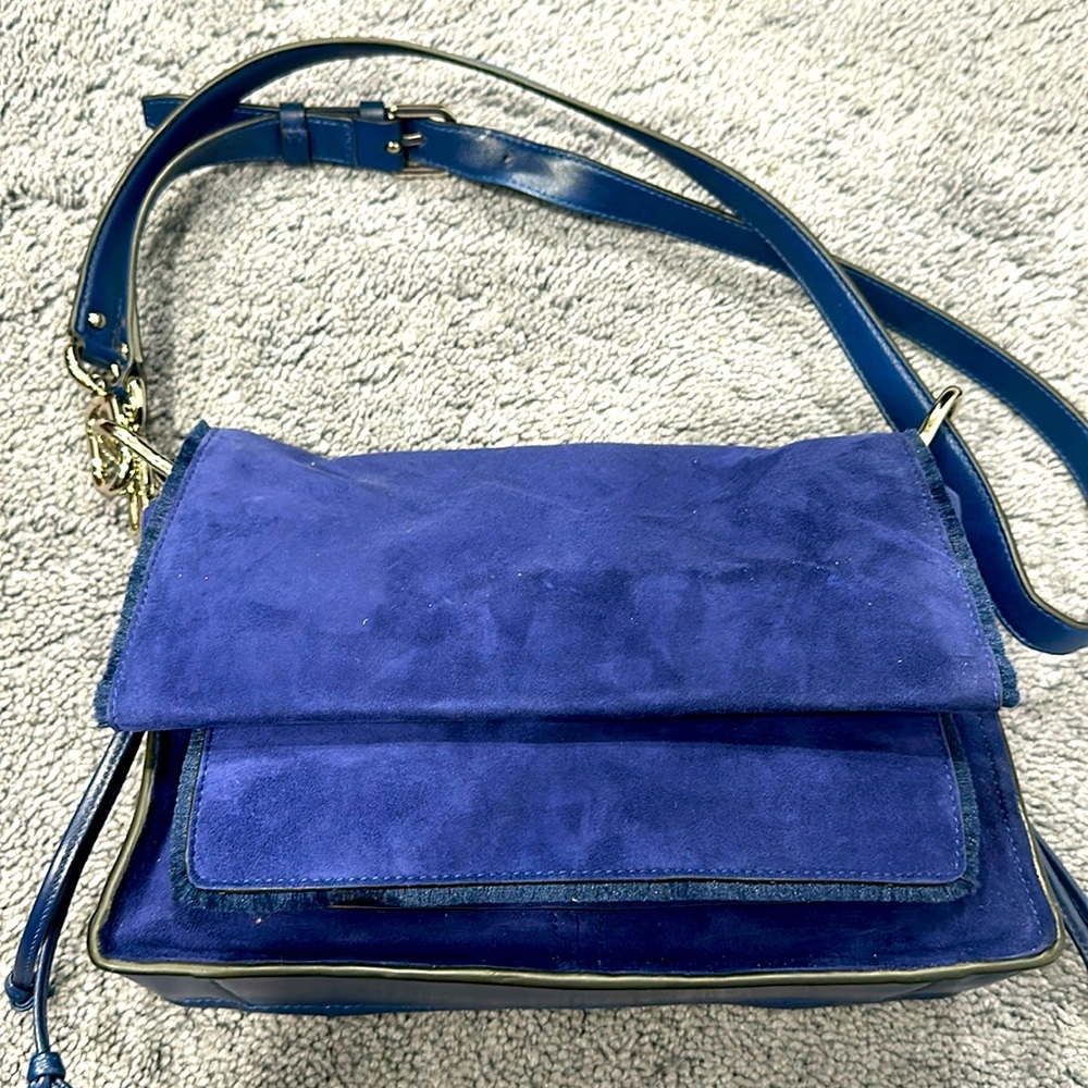 Stuart Weitzman - Marine Blue Suede — shoulder bag//crossbody bag